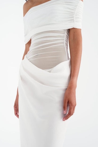 Women's Wedding Guest Off Shoulder Maxi Dress