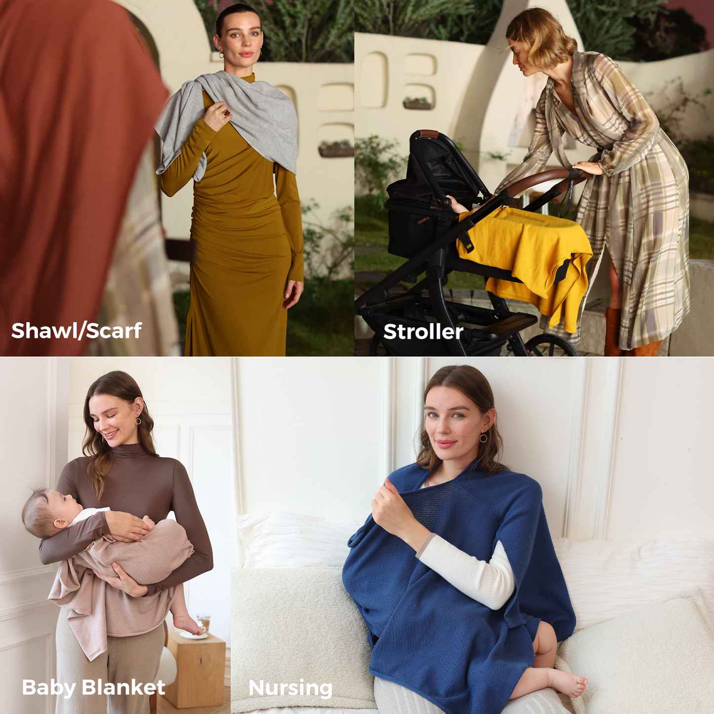 Women's Lightweight Knit Nursing Cover Poncho with Window