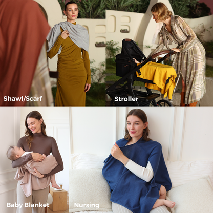 Women's Lightweight Knit Nursing Cover Poncho with Window