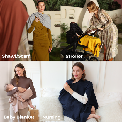 Women's Lightweight Knit Nursing Cover Poncho with Window