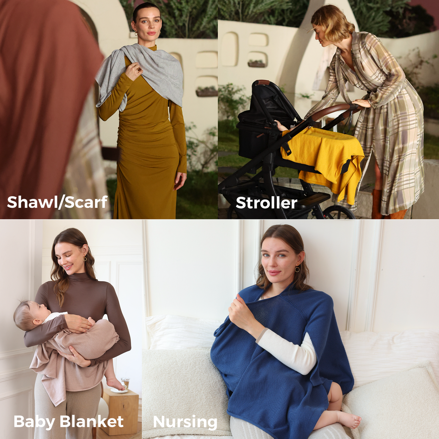 Women's Lightweight Knit Nursing Cover Poncho with Window