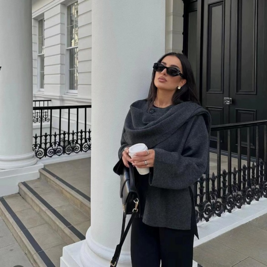 Drapowana Kurtka Wełniana