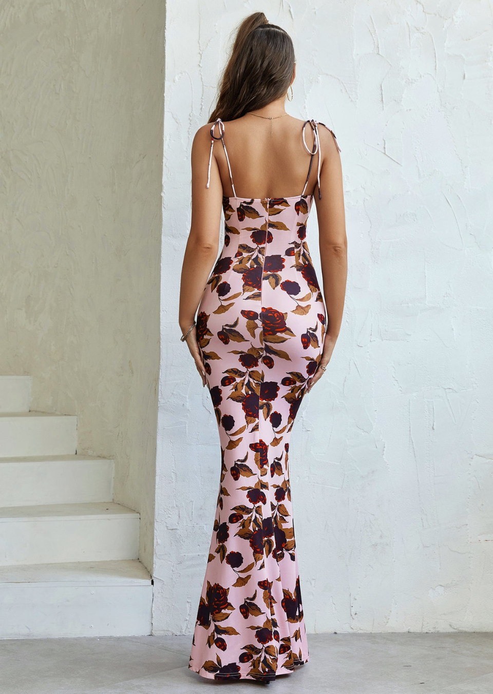 Women's Wedding Guest Floral Square Neck Maxi Dress
