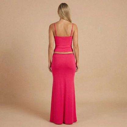 Women's Summer Maxi Skirt and Crop Top Two Piece Set