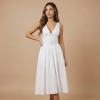 Women's Wedding Guest Floral V Neck Midi Dress