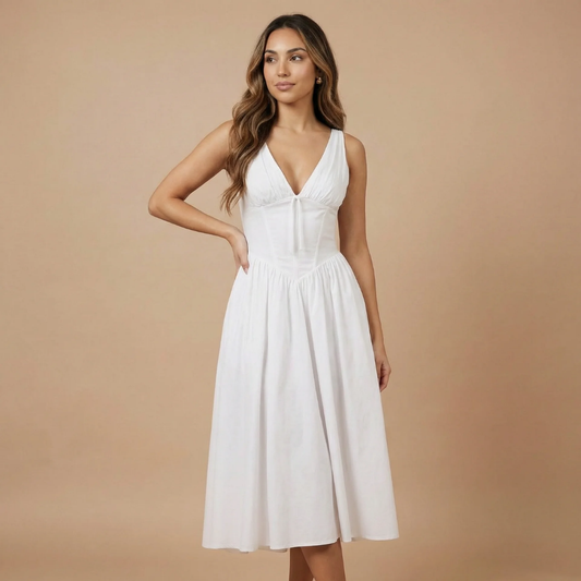 Women's Wedding Guest Floral V Neck Midi Dress