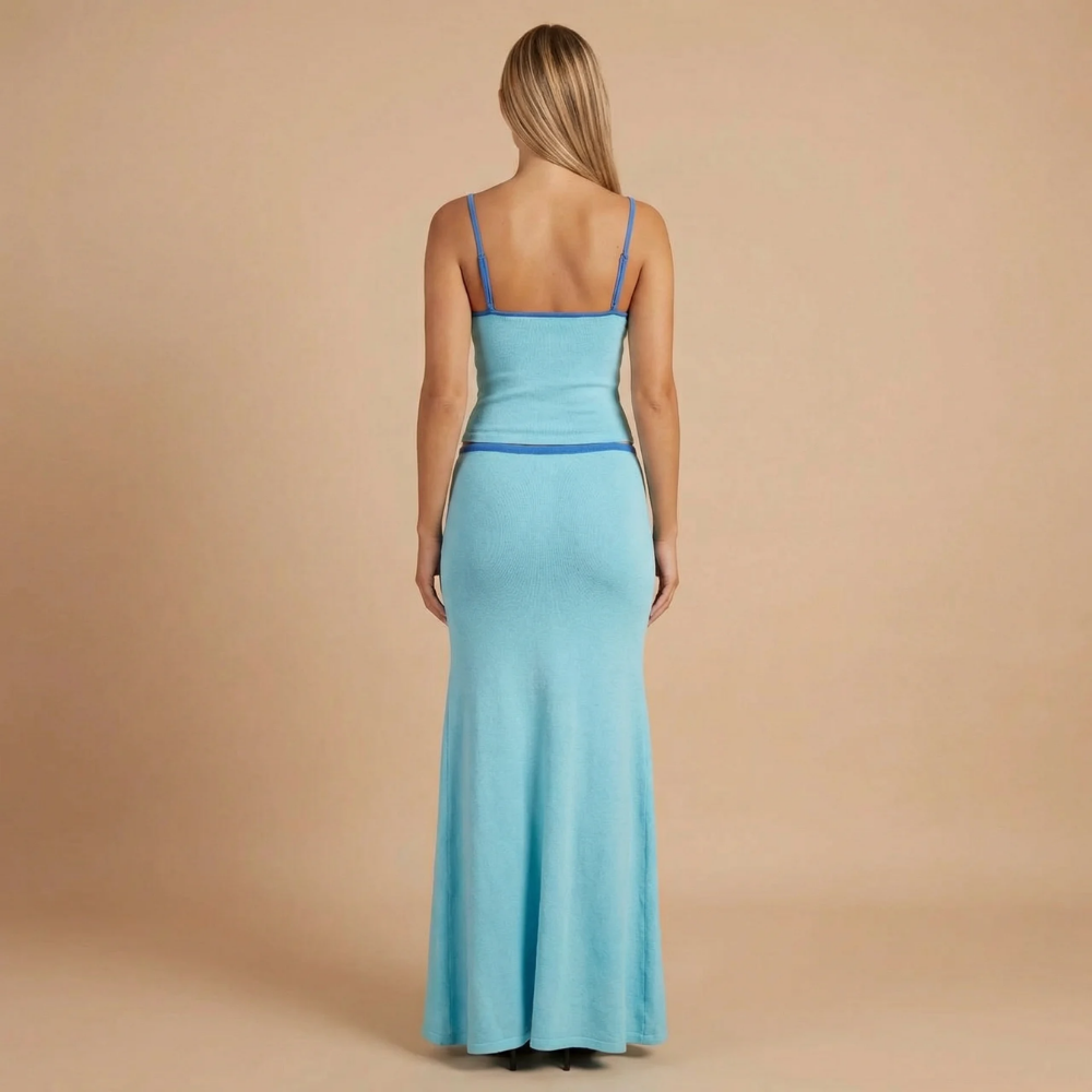 Women's Summer Maxi Skirt and Crop Top Two Piece Set