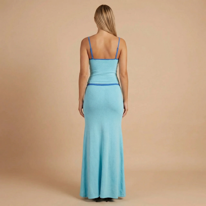 Women's Summer Maxi Skirt and Crop Top Two Piece Set
