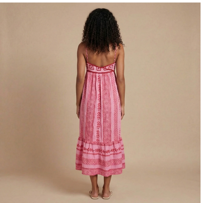 Women's Summer Boho Printed Square Neck Maxi Dress