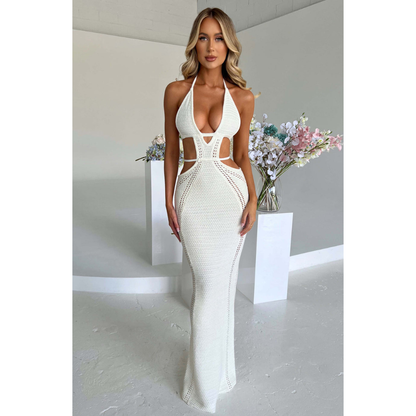 Women's Cocktail Plunge Neck Cutout Maxi Dress