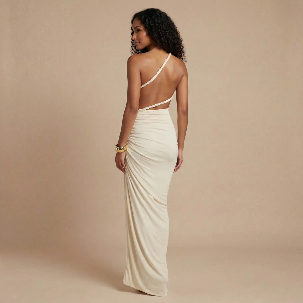 Women's Wedding Guest One Shoulder Cutout Maxi Dress