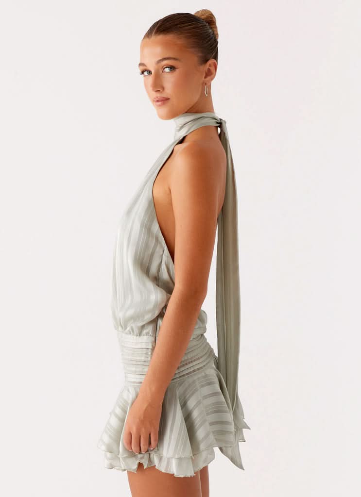 Women's Cocktail Halter Pleated Mini Dress