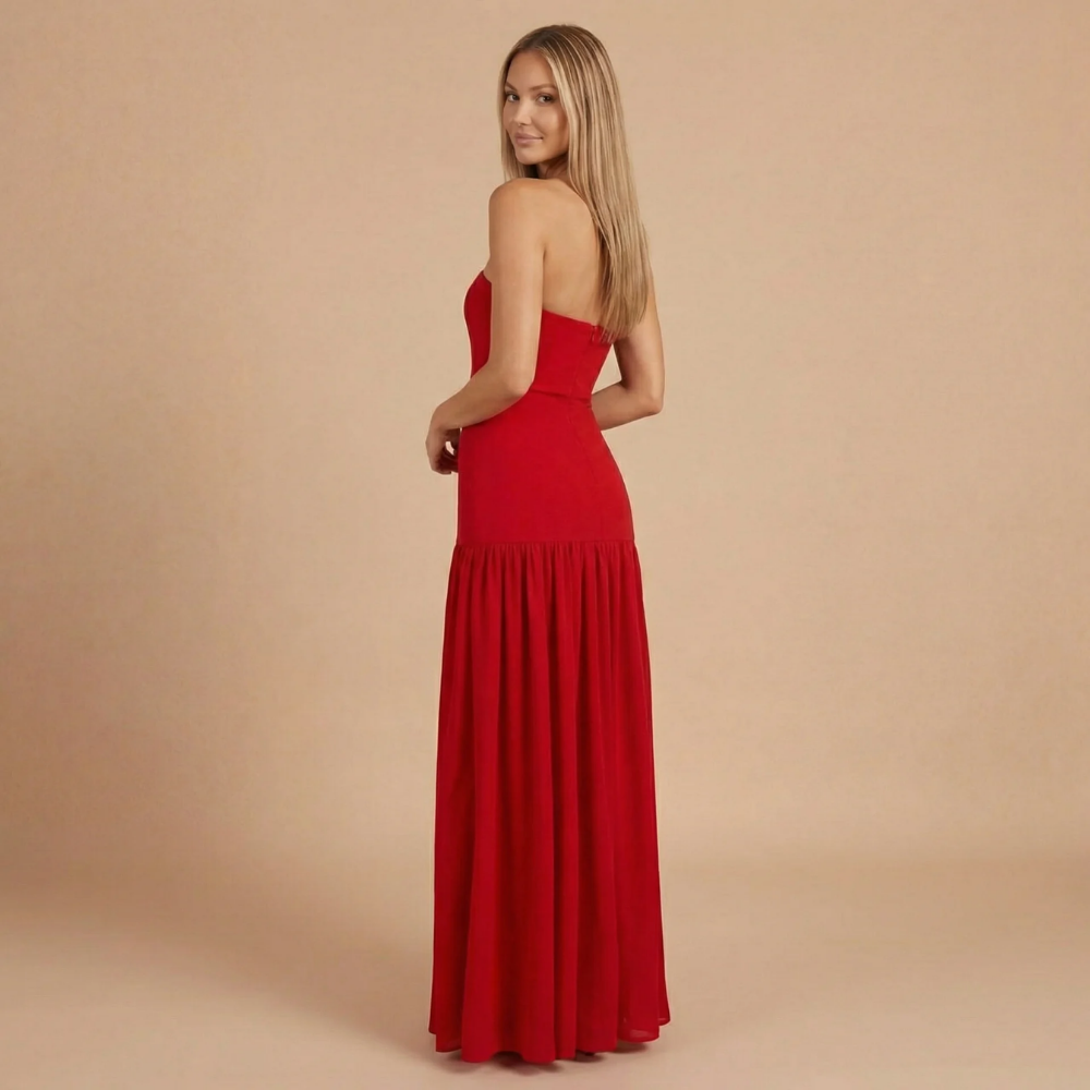 Women's Wedding Guest Strapless Maxi Dress With Split