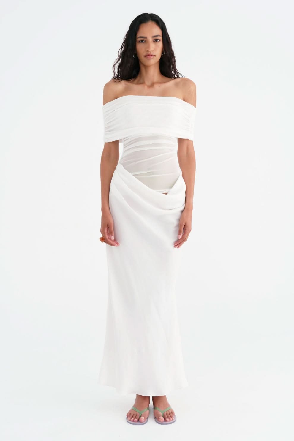 Women's Wedding Guest Off Shoulder Maxi Dress
