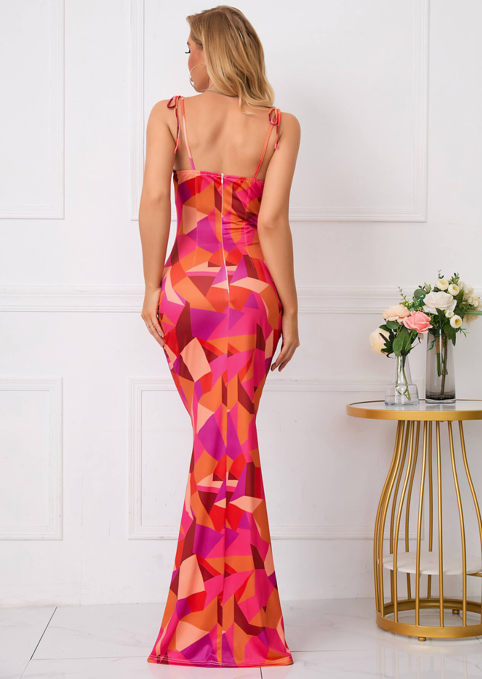 Women's Wedding Guest Floral Square Neck Maxi Dress