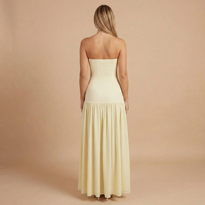 Women's Wedding Guest Strapless Maxi Dress With Split