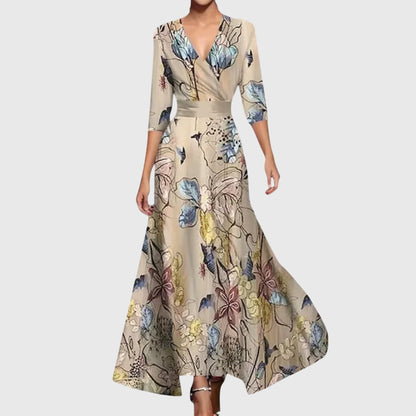 Women's Wedding Guest Floral V Neck Maxi Dress
