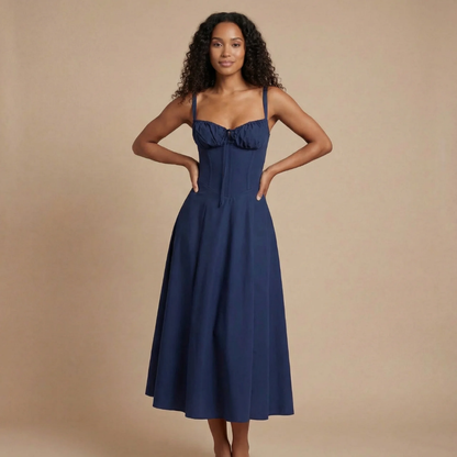 Women's Wedding Guest Floral Sweetheart Midi Corset Dress