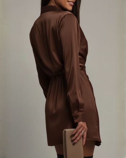 Women's Cocktail Long Sleeve Wrap Mini Dress