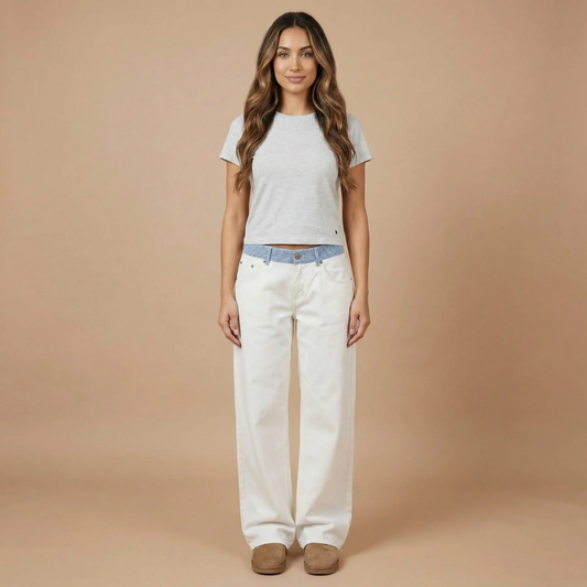 Women High Waisted Straight Leg Denim Jeans