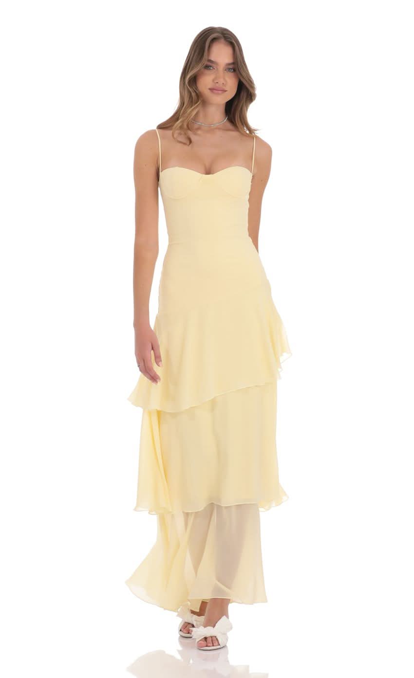 Women's Wedding Guest Sweetheart Ruffle Maxi Dress