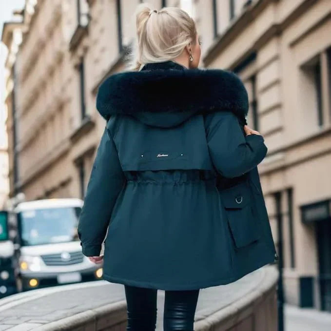 Luksusowa Zimowa Kurtka Puchowa z Kapturem