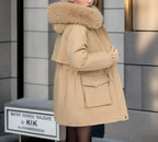 Luksusowa Zimowa Kurtka Puchowa z Kapturem