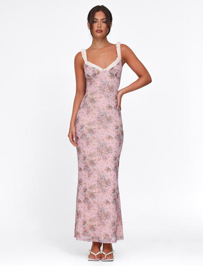 Women's Wedding Guest Floral V Neck Maxi Dress
