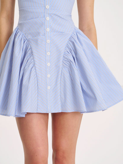 Women's Summer Striped Halter Drop Waist Mini Dress