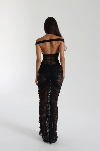 Women's Cocktail Off Shoulder Lace Maxi Dress