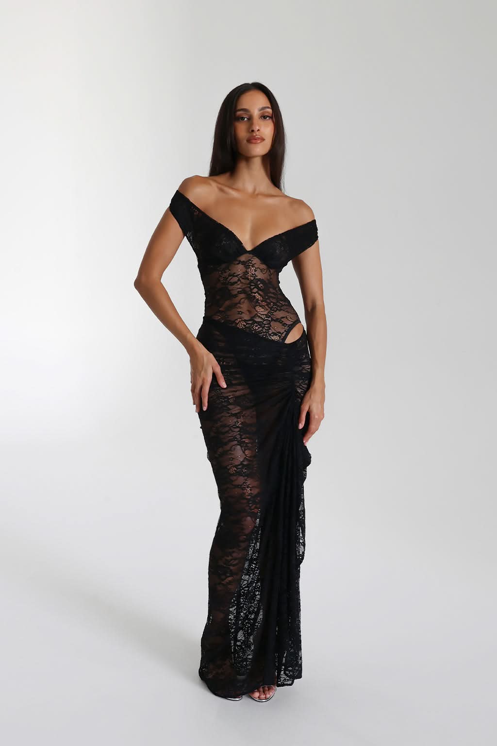Women's Cocktail Off Shoulder Lace Maxi Dress