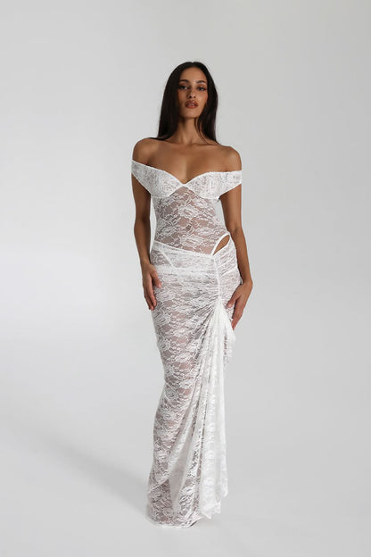 Women's Cocktail Off Shoulder Lace Maxi Dress