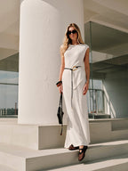 Letnia Sukienka Maxi z Teksturowanym Wykończeniem