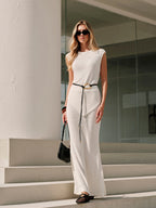 Letnia Sukienka Maxi z Teksturowanym Wykończeniem