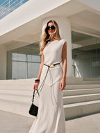 Letnia Sukienka Maxi z Teksturowanym Wykończeniem