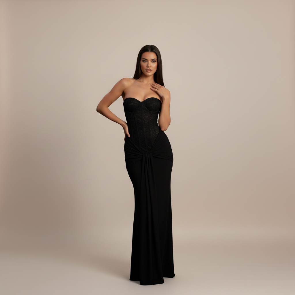 Women's Prom Strapless Sweetheart Maxi Dress