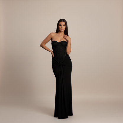 Women's Prom Strapless Sweetheart Maxi Dress
