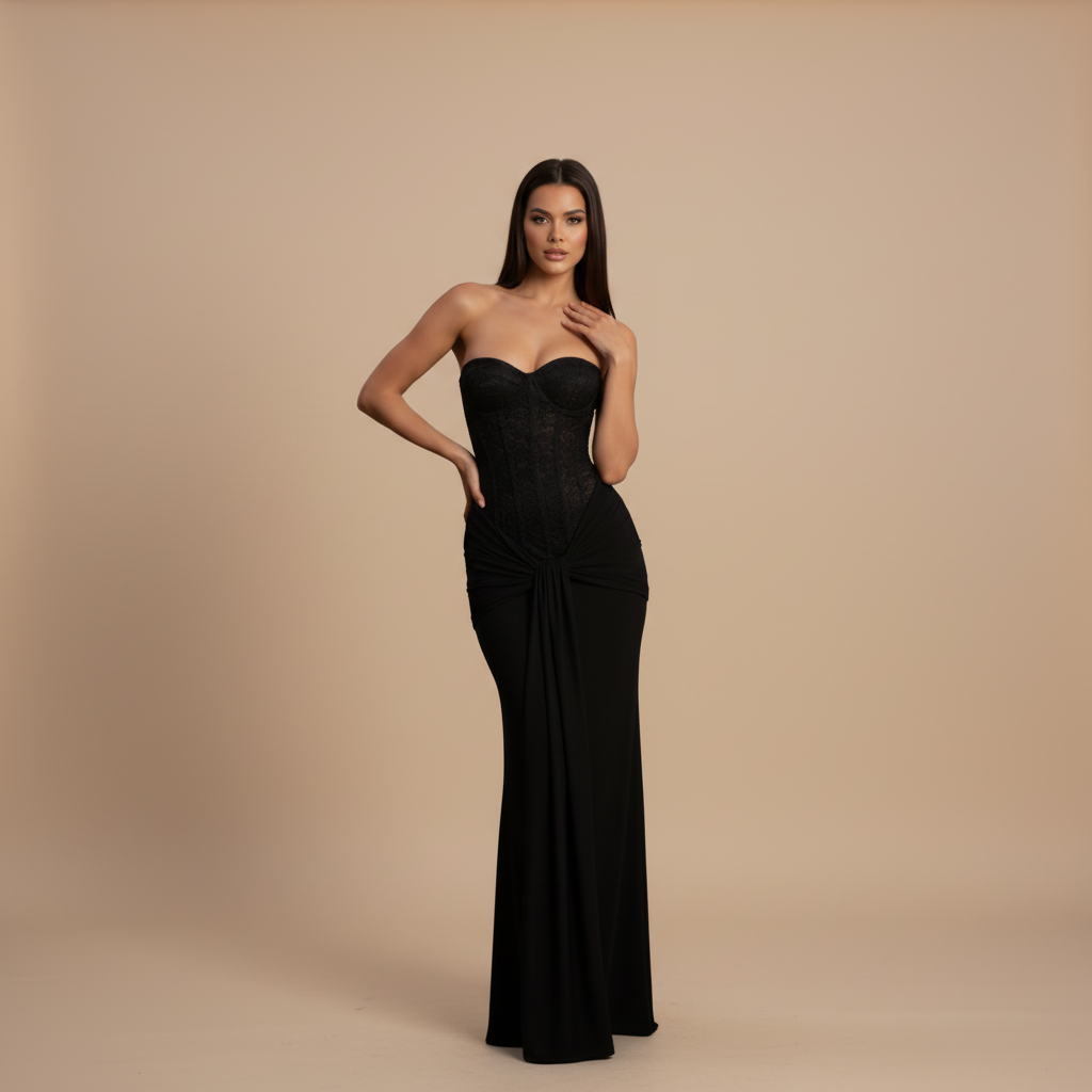Women's Prom Strapless Sweetheart Maxi Dress