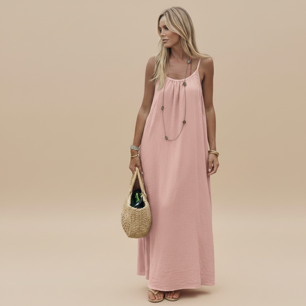 Women's Summer Spaghetti Strap Scoop Neck Maxi Dress