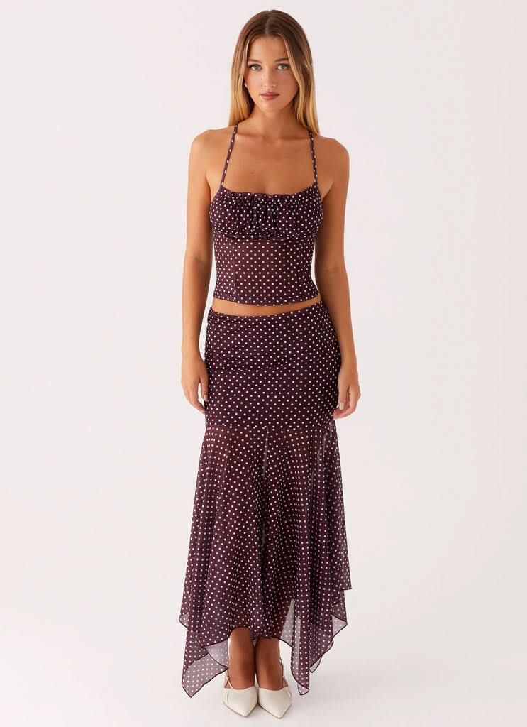 Women's Cocktail Polka Dot Midi Dress Set Square Neck