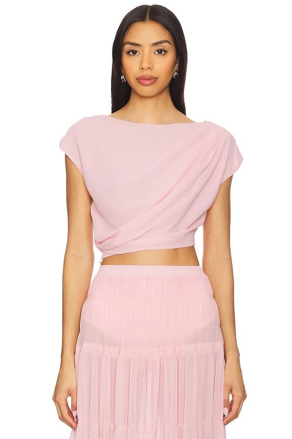 Women's Wedding Guest Maxi Skirt Set Draped Crop Top