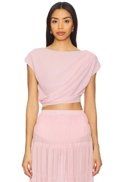 Women's Wedding Guest Maxi Skirt Set Draped Crop Top
