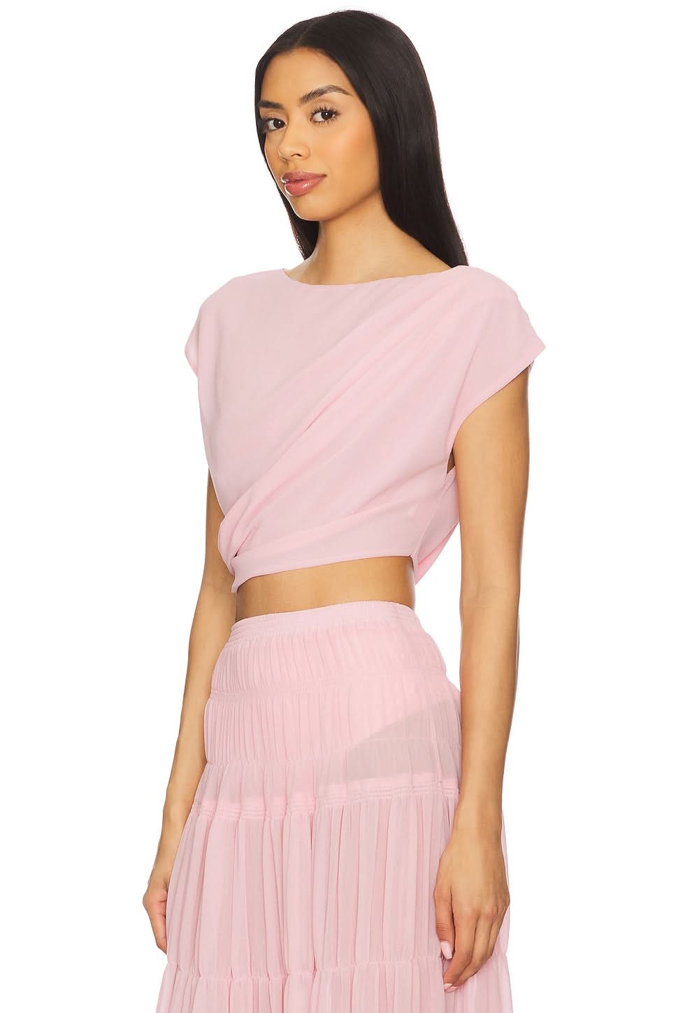 Women's Wedding Guest Maxi Skirt Set Draped Crop Top