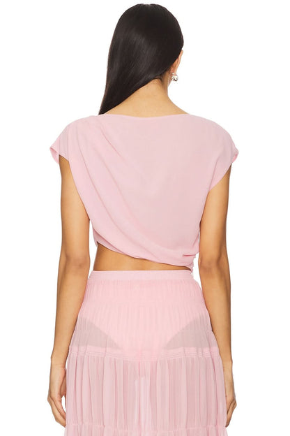 Women's Wedding Guest Maxi Skirt Set Draped Crop Top