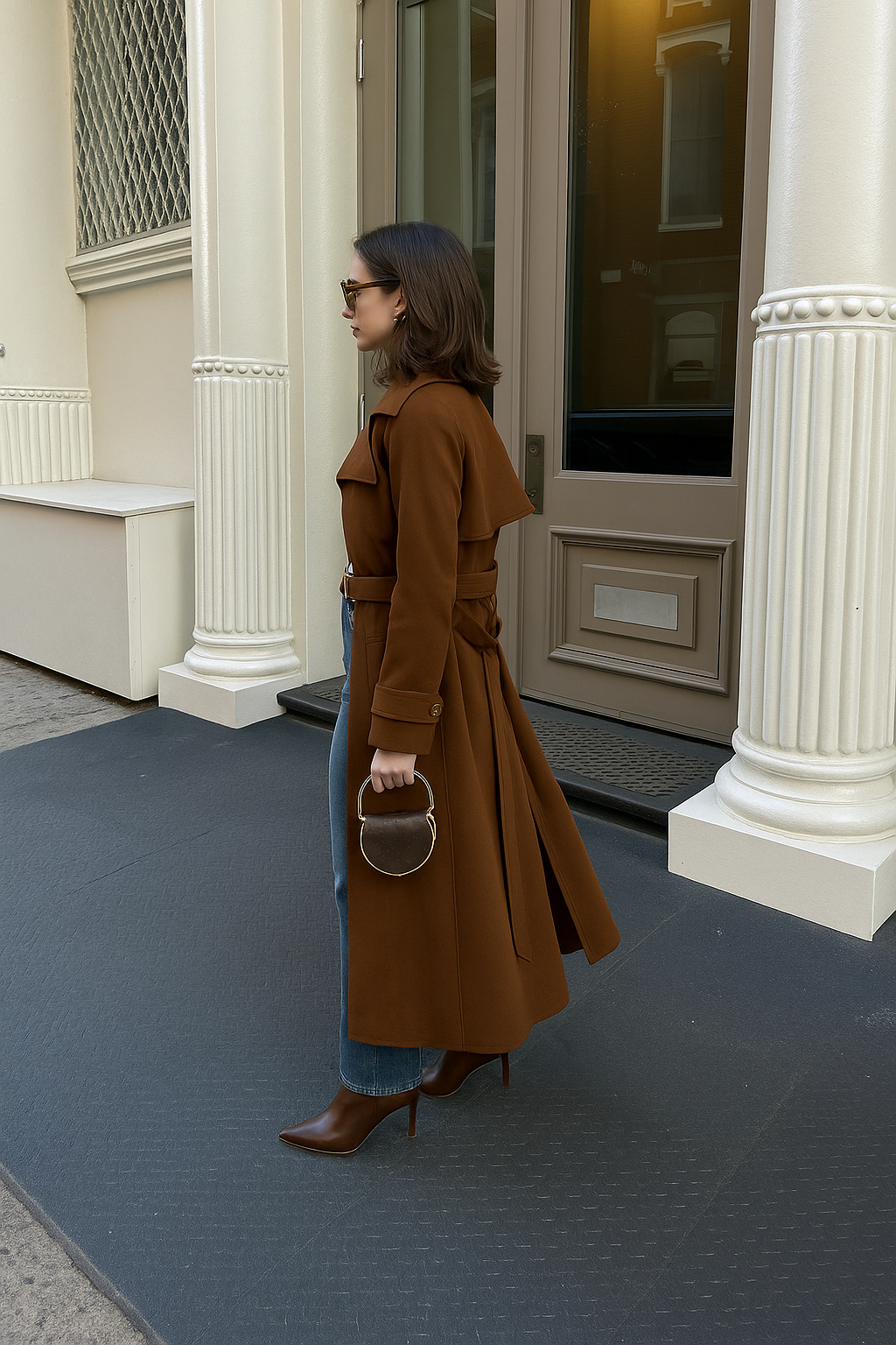 Klasyczny Płaszcz Trench Suedine