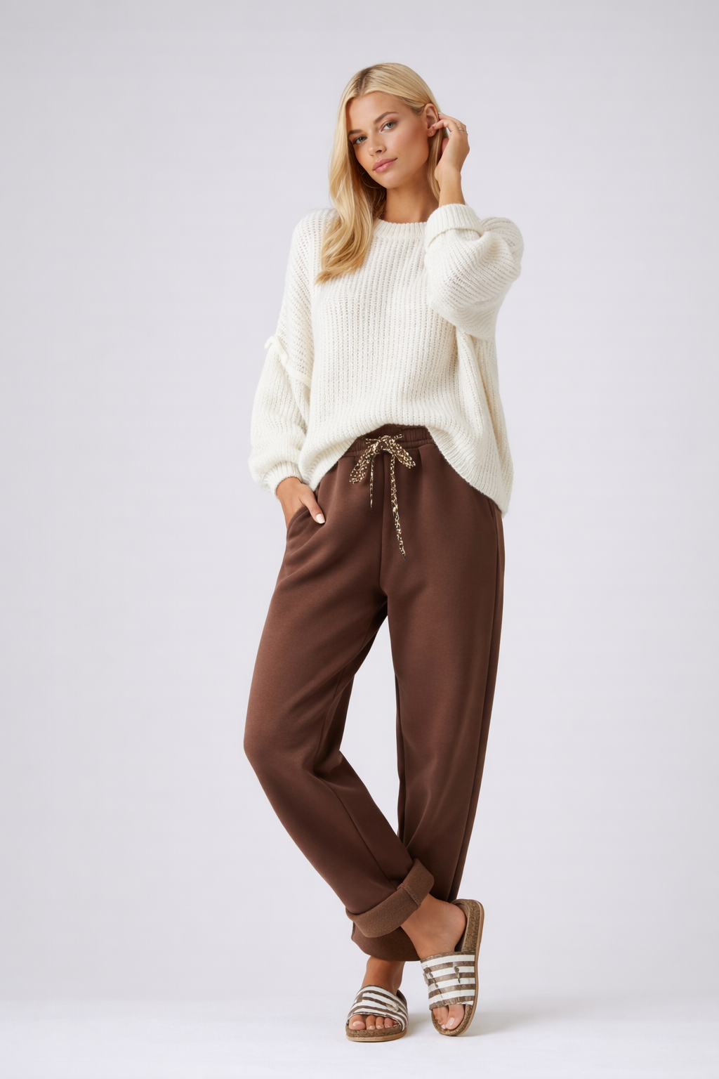 Miękkie Spodnie Lounge z Zawinięciem