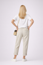 Luźne spodnie lniane z troczkiem