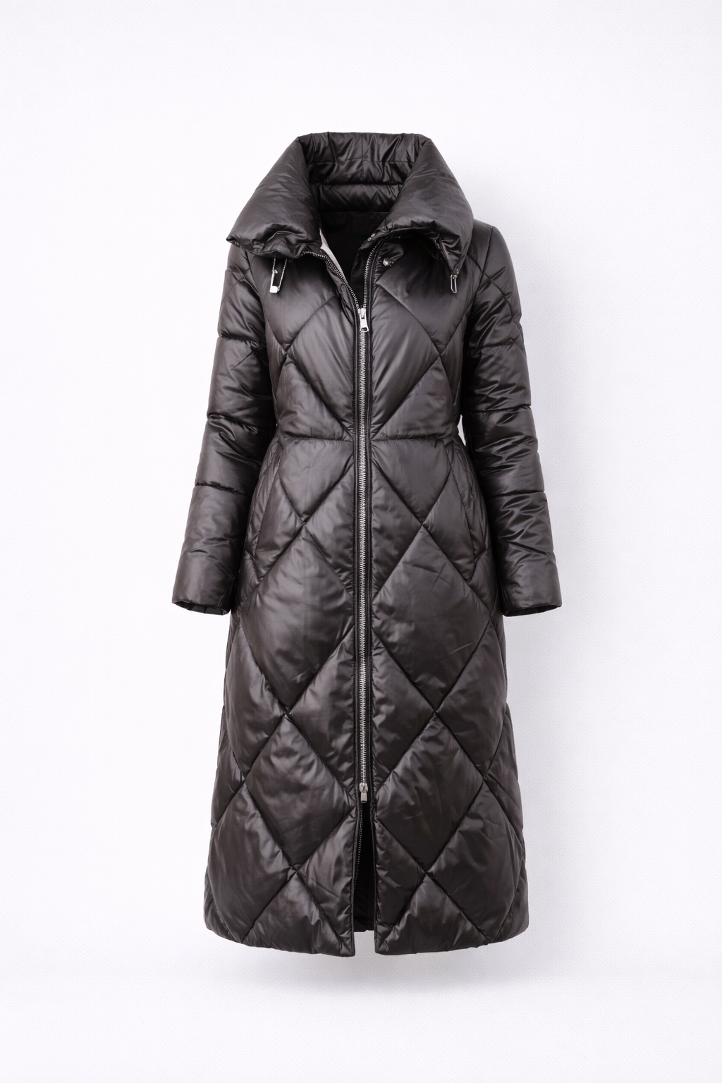 Zima – Luksusowe Wykończenie – Długa Pikowana Kurtka