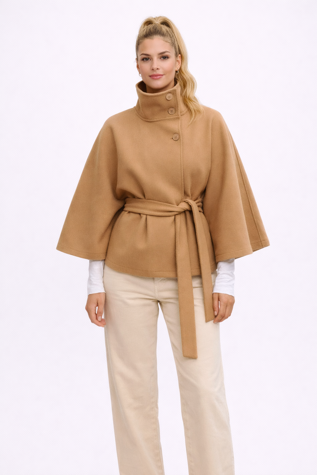 Jesień – Luksusowy Wełniany Płaszcz – Batwing