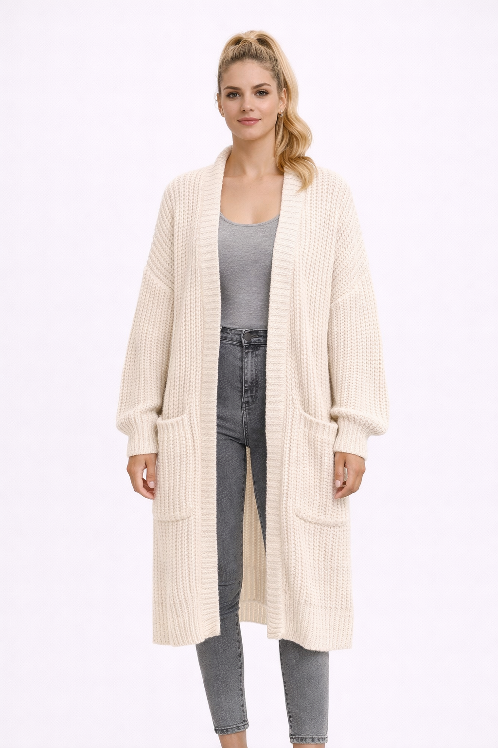 Jesień – Miękki Rybaczany – Długi Kardigan